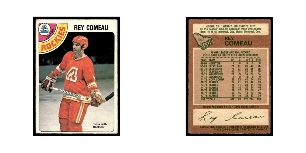 Rey Comeau 1978 O-Pee-Chee #293 Colorado Rockies Hockey Card VG