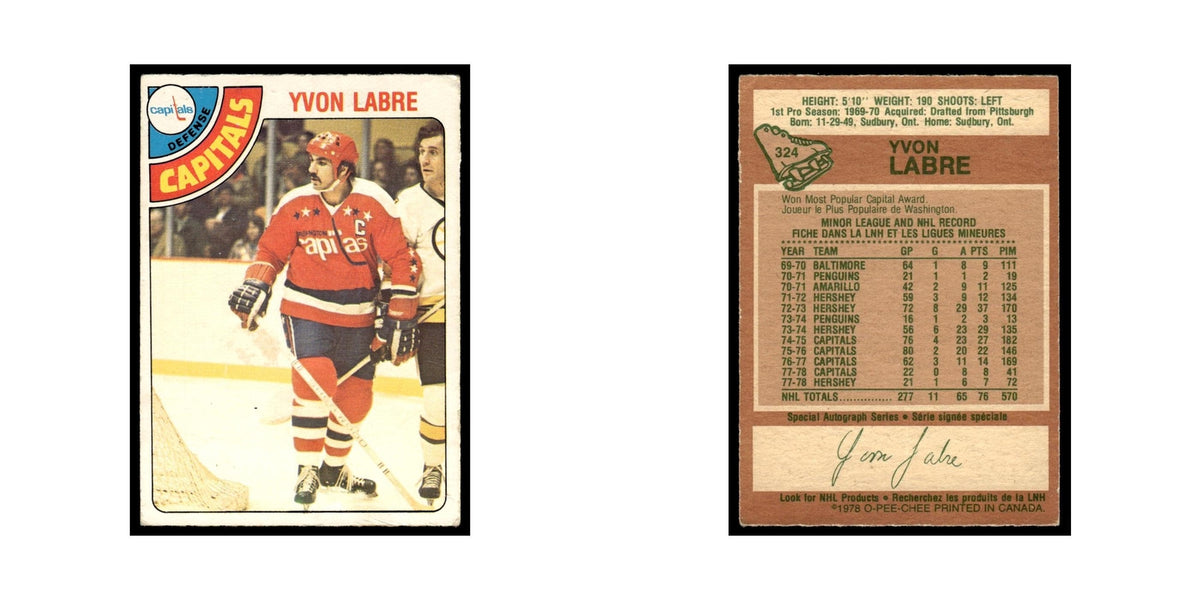 Yvon Labre 1978 O-Pee-Chee (Damaged) #324 Washington Capitals Hockey Card Poor