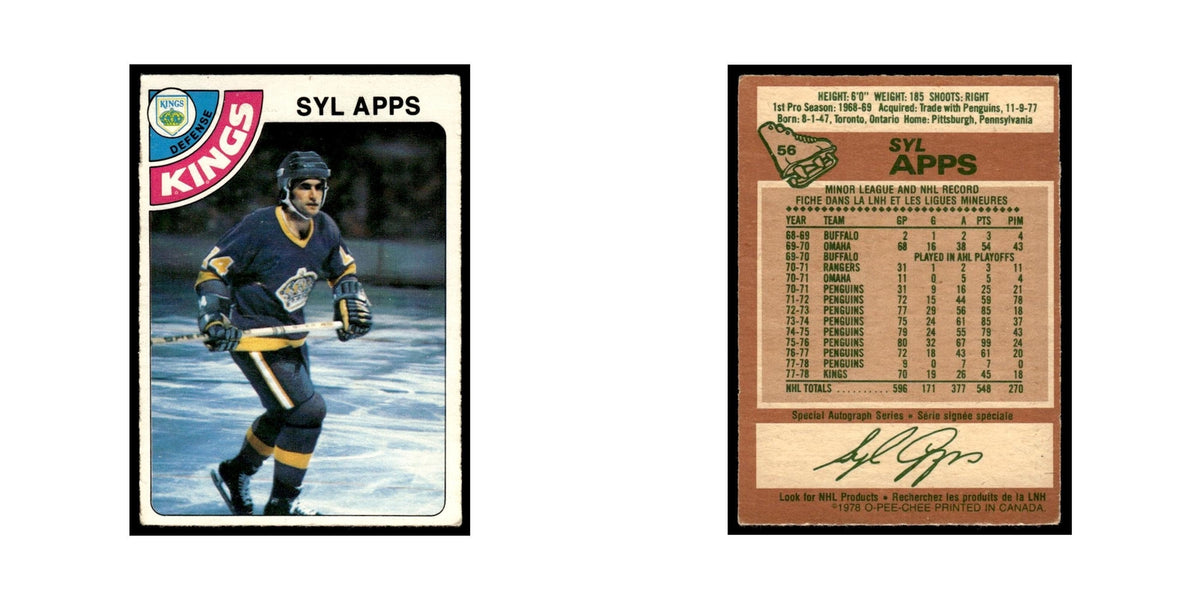 Syl Apps Jr. 1978 O-Pee-Chee #56 Los Angeles Kings Hockey Card VG