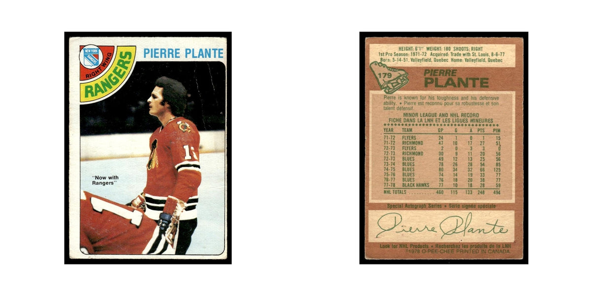 Pierre Plante 1978 O-Pee-Chee (Damaged) #179 New York Rangers Hockey Card Poor