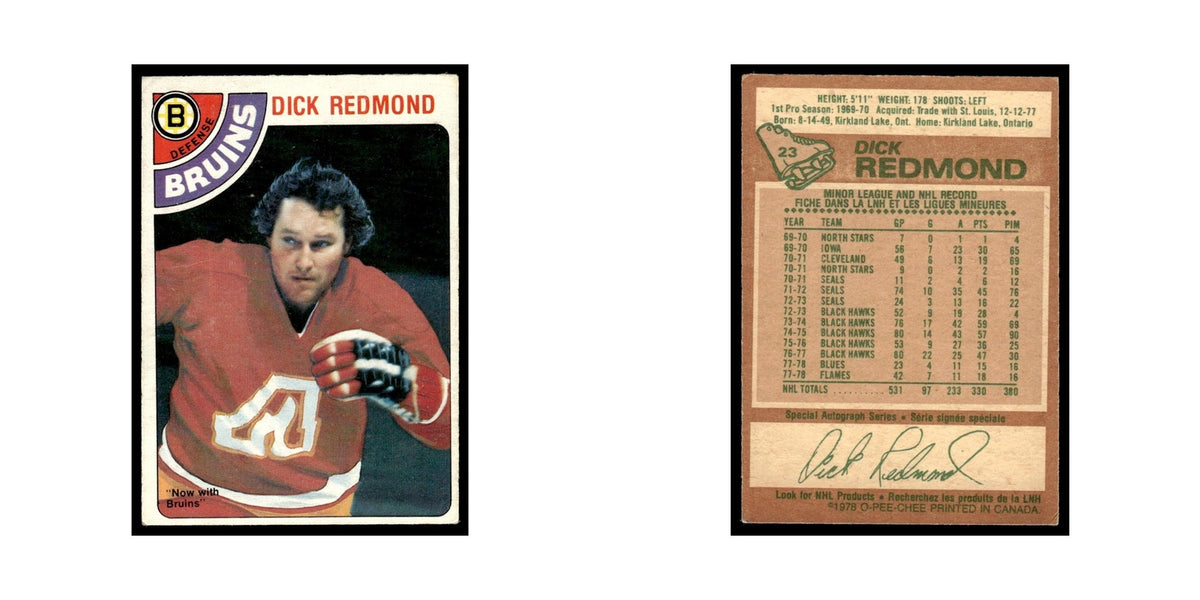 Dick Redmond 1978 O-Pee-Chee #23 Boston Bruins Hockey Card VG