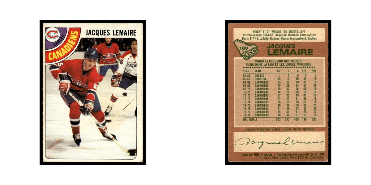 Jacques Lemaire 1978 O-Pee-Chee #180 Montreal Canadiens Hockey Card VG
