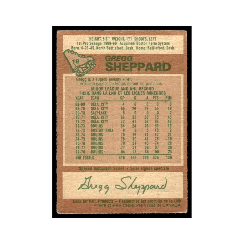 Gregg Sheppard 1978 O-Pee-Chee (Damaged) #18 Pittsburgh Penguins Poor