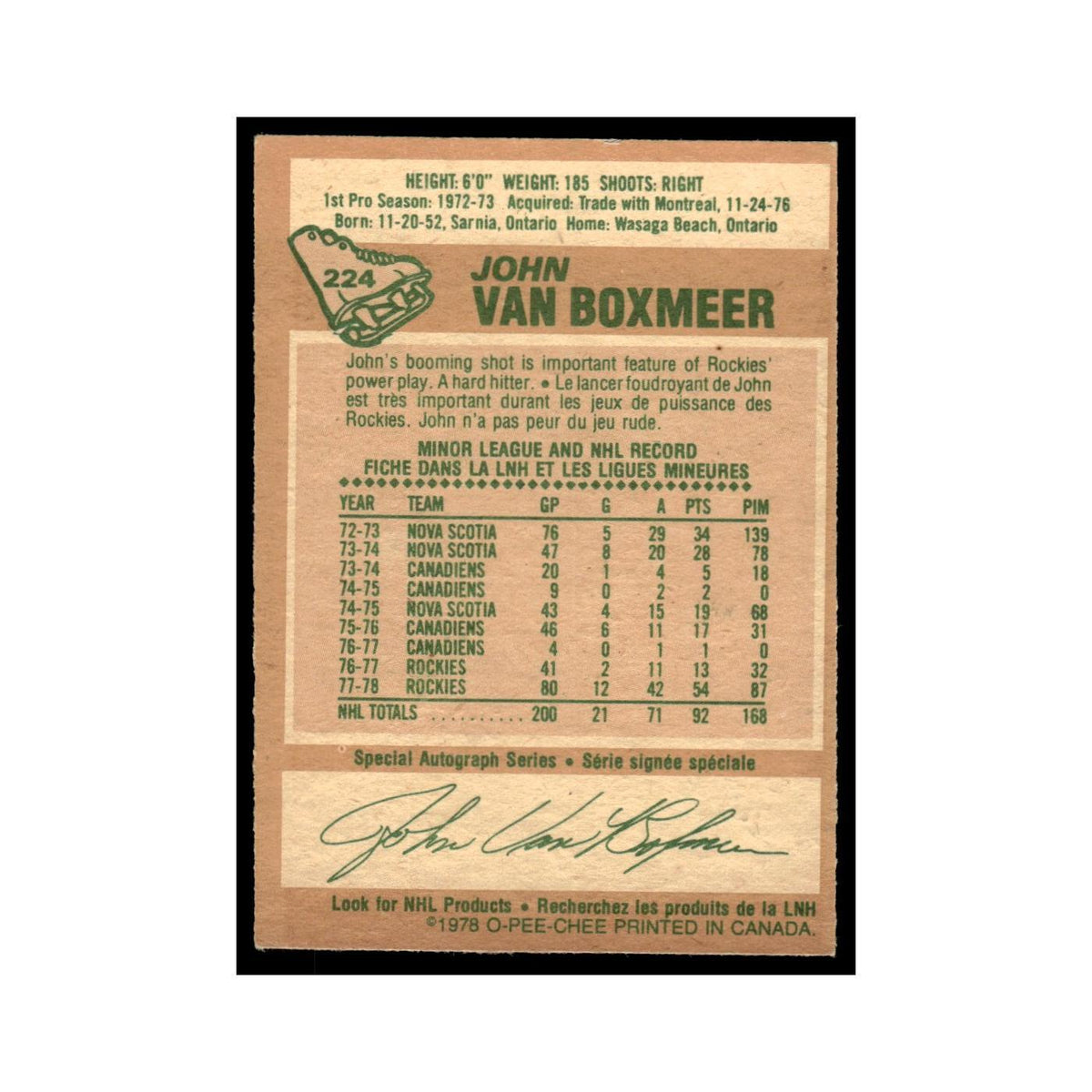 John Van Boxmeer 1978 O-Pee-Chee (Damaged) #224 Colorado Rockies Poor