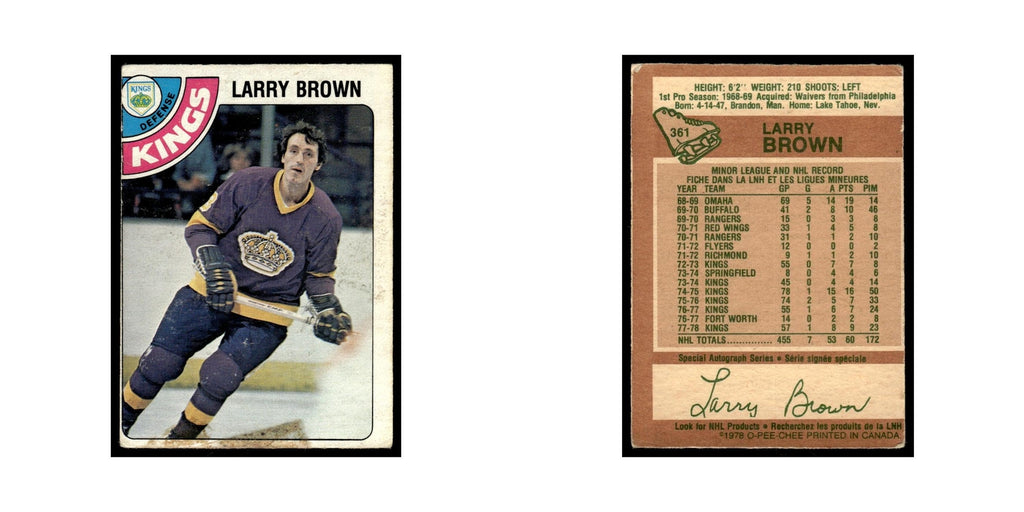 Larry Brown 1978 O-Pee-Chee (Damaged) #361 Los Angeles Kings Hockey Card Poor