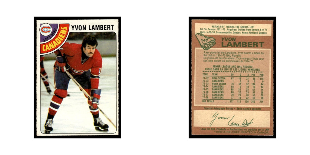 Yvon Lambert 1978 O-Pee-Chee (Damaged) #147 Montreal Canadiens Hockey Card Poor