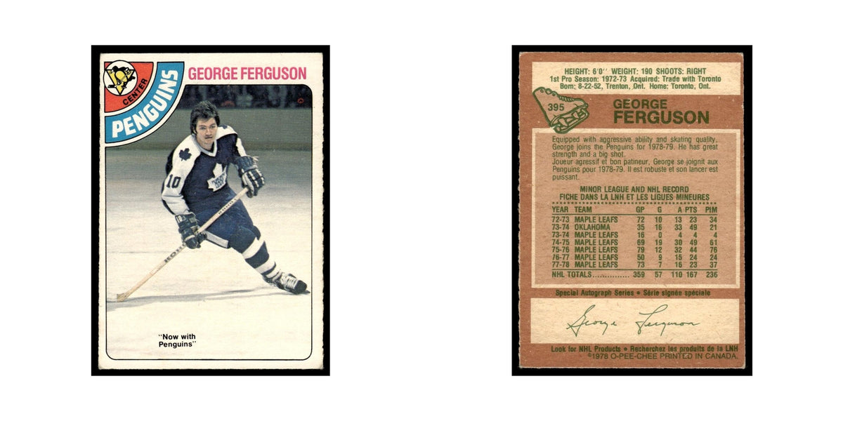 George Ferguson 1978 O-Pee-Chee (Damaged) #395 Pittsburgh Penguins Poor