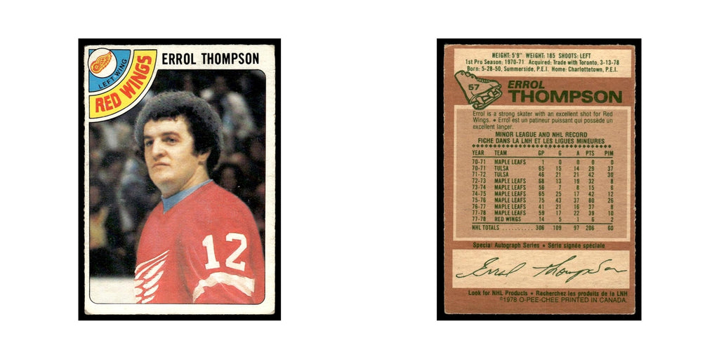 Errol Thompson 1978 O-Pee-Chee #57 Detroit Red Wings Hockey Card VG
