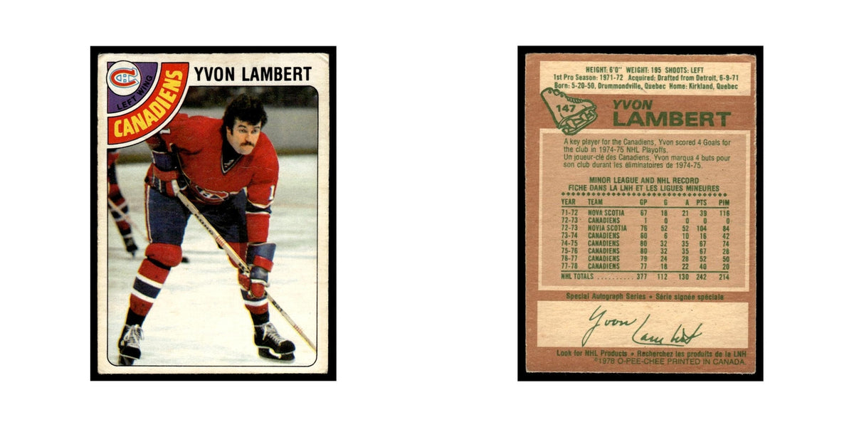 Yvon Lambert 1978 O-Pee-Chee (Damaged) #147 Montreal Canadiens Hockey Card Poor