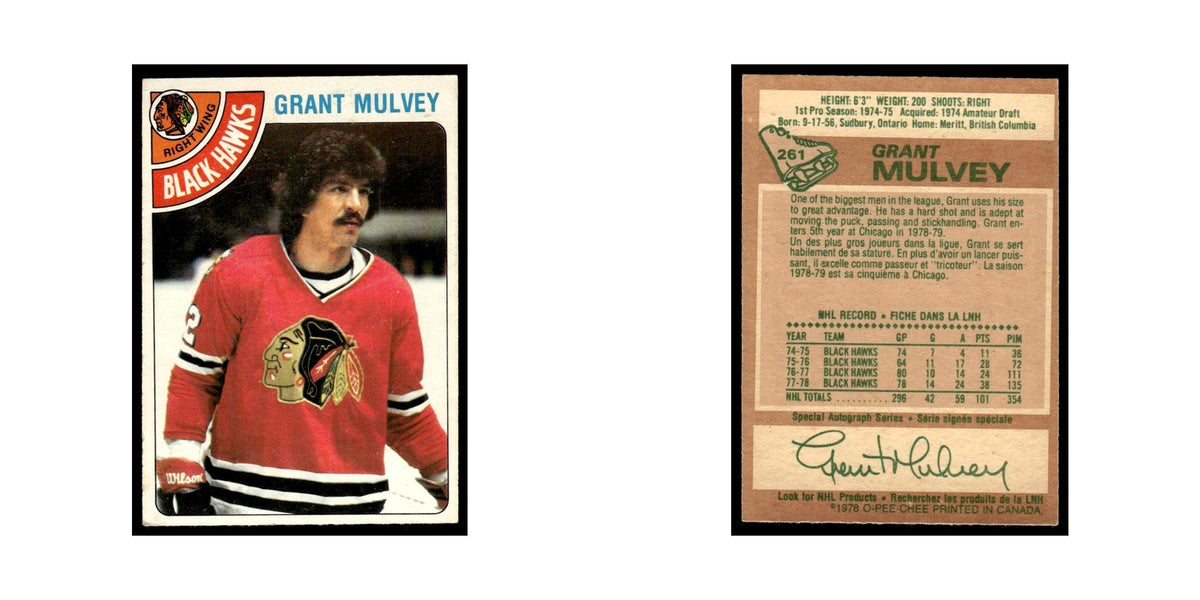 Grant Mulvey 1978 O-Pee-Chee #261 Chicago Blackhawks Hockey Card VG