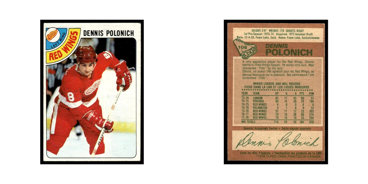 Dennis Polonich 1978 O-Pee-Chee #106 Detroit Red Wings Hockey Card VG