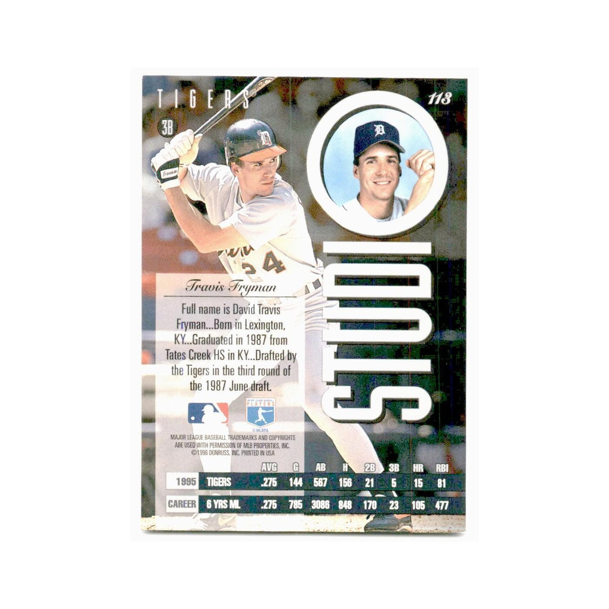 Travis Fryman 1996 Leaf Studio #113 Detroit Tigers Baseball Card NM