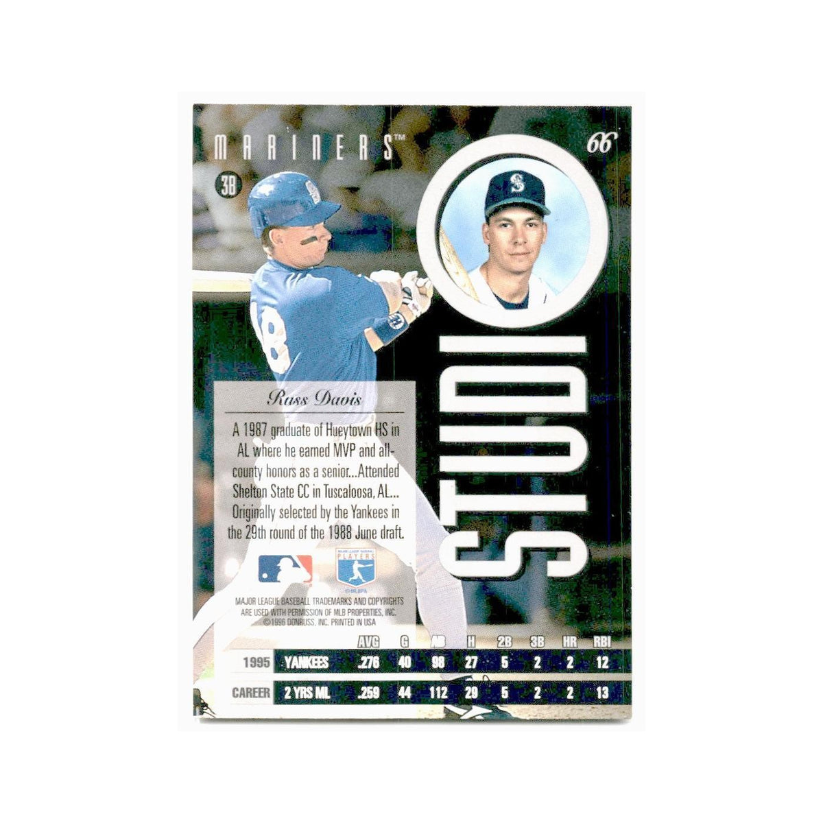 Russ Davis 1996 Leaf Studio #66 Seattle Mariners Baseball Card NM