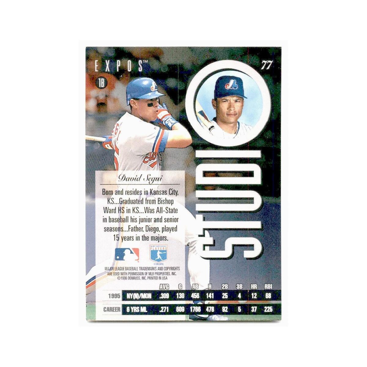 David Segui 1996 Leaf Studio #77 Montreal Expos Baseball Card NM
