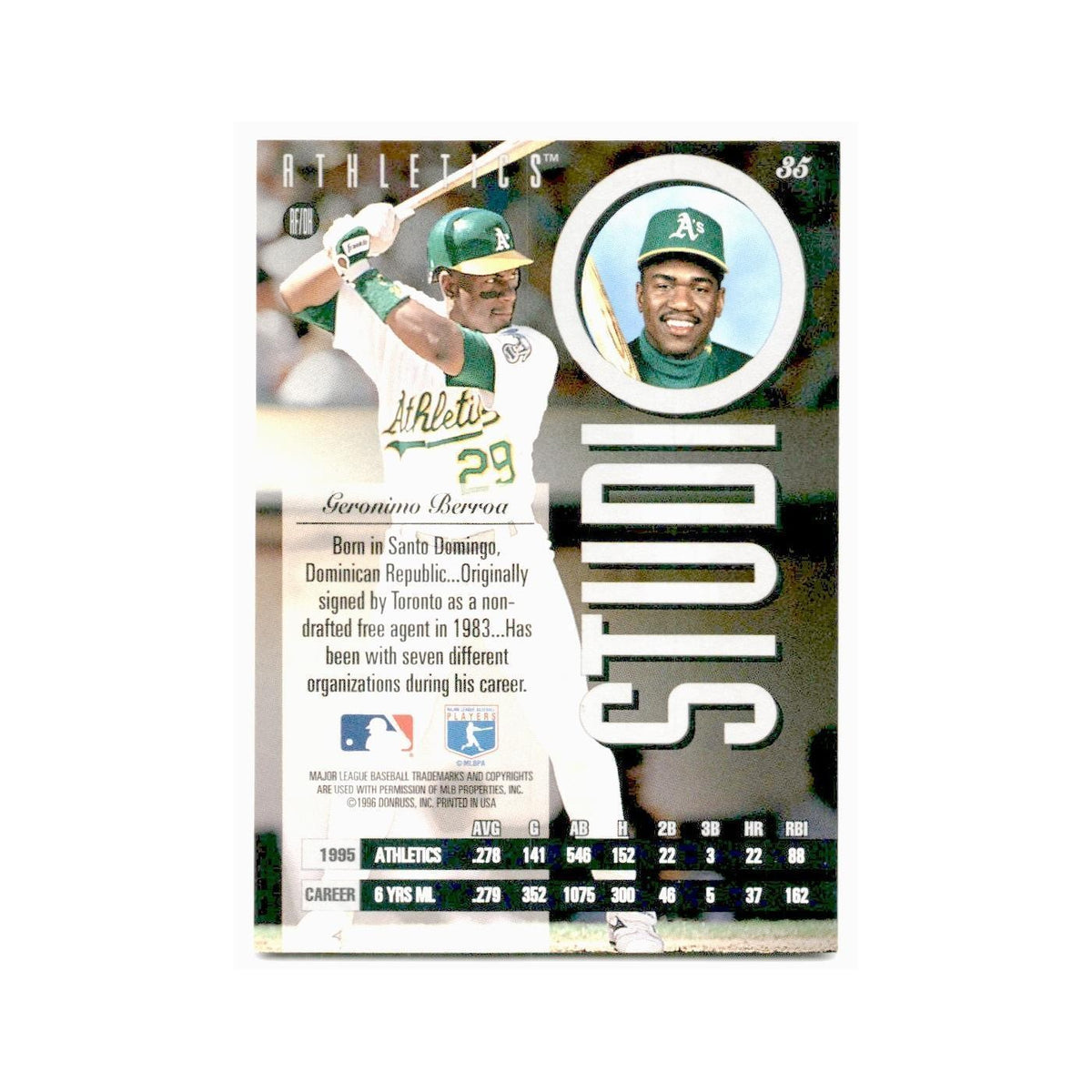 Geronimo Berroa 1996 Leaf Studio #35 Oakland Athletics Baseball Card NM