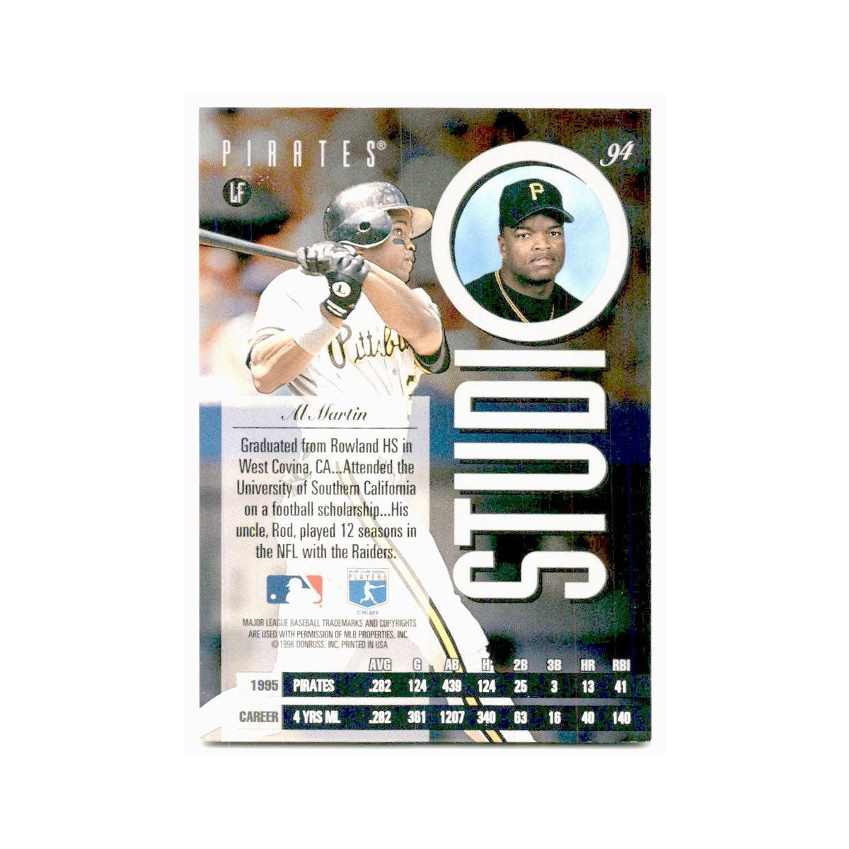 Al Martin 1996 Leaf Studio #94 Pirates Baseball Card NM