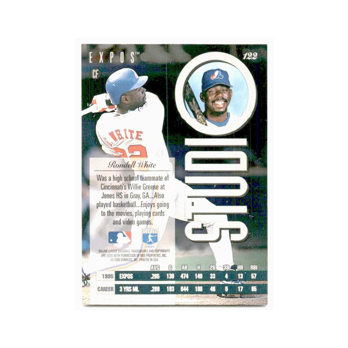 Rondell White 1996 Leaf Studio #122 Montreal Expos Baseball Card NM