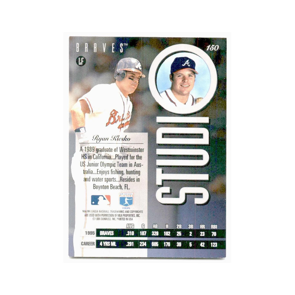 Ryan Klesko 1996 Leaf Studio #150 Atlanta Braves Baseball Card NM
