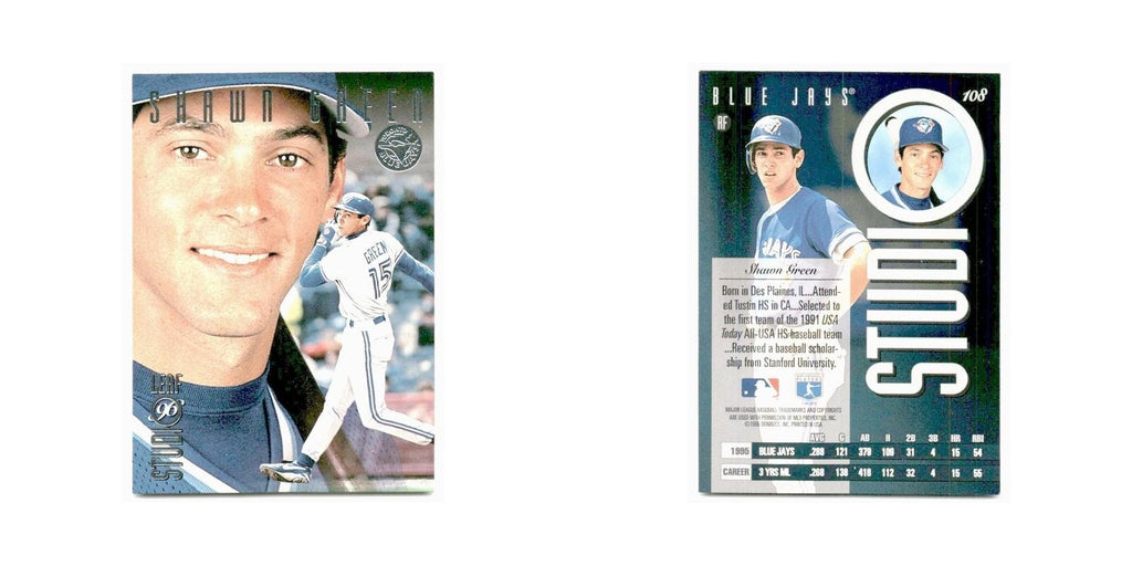 Shawn Green 1996 Leaf Studio #108 Toronto Blue Jays Baseball Card NM