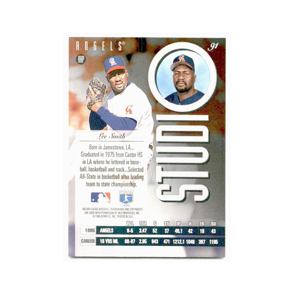 Lee Smith 1996 Leaf Studio #91 California Angels Baseball Card NM
