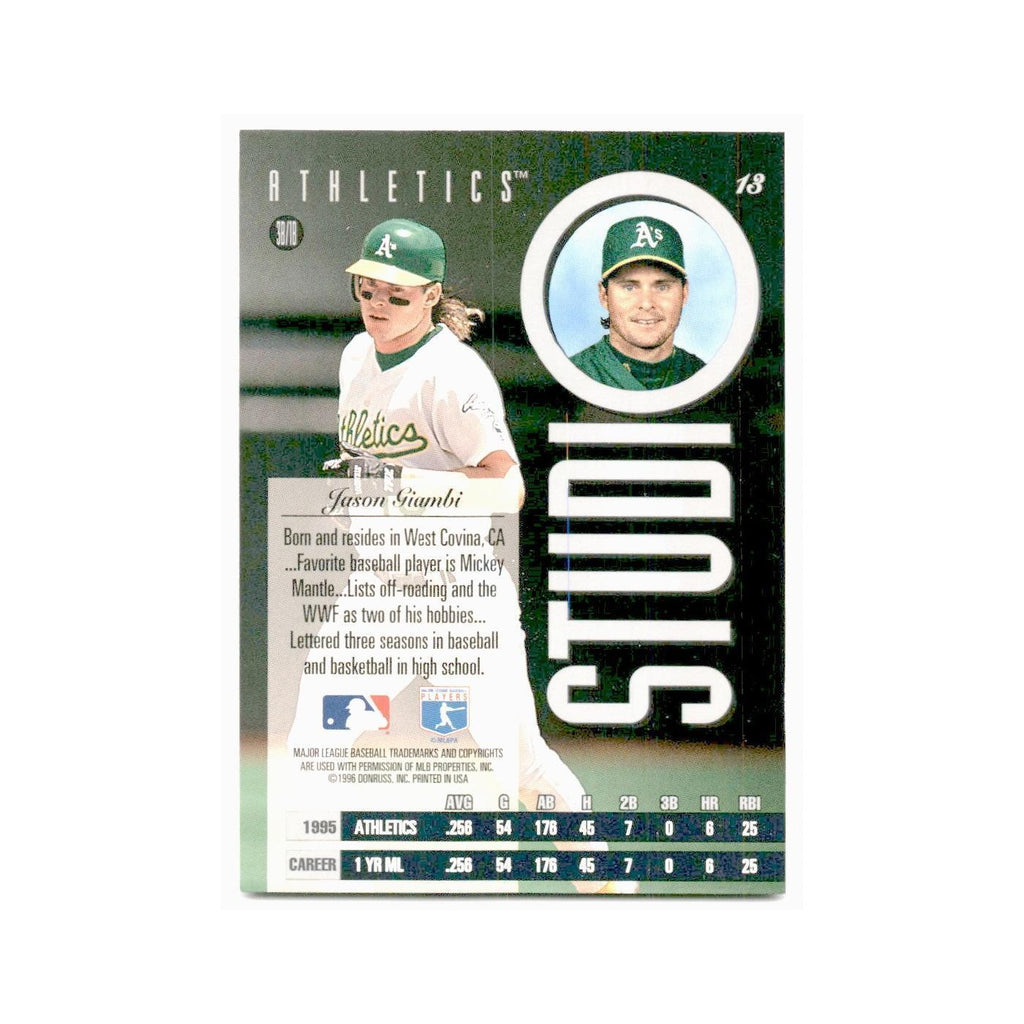 Jason Giambi 1996 Leaf Studio #18 Oakland Athletics Baseball Card NM