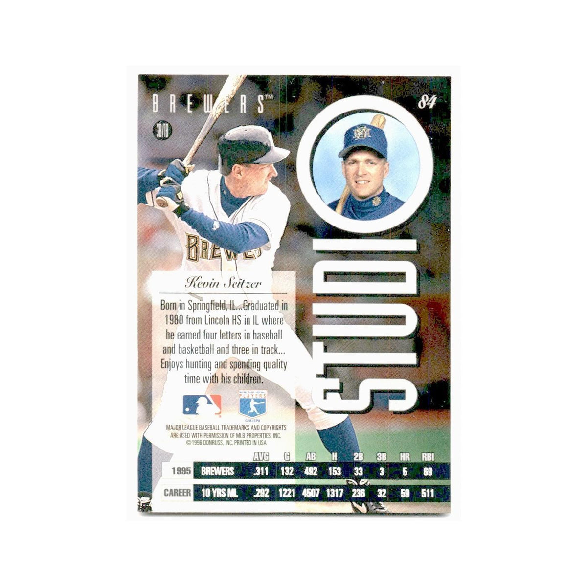 Kevin Seitzer 1996 Leaf Studio #84 Milwaukee Brewers Baseball Card NM