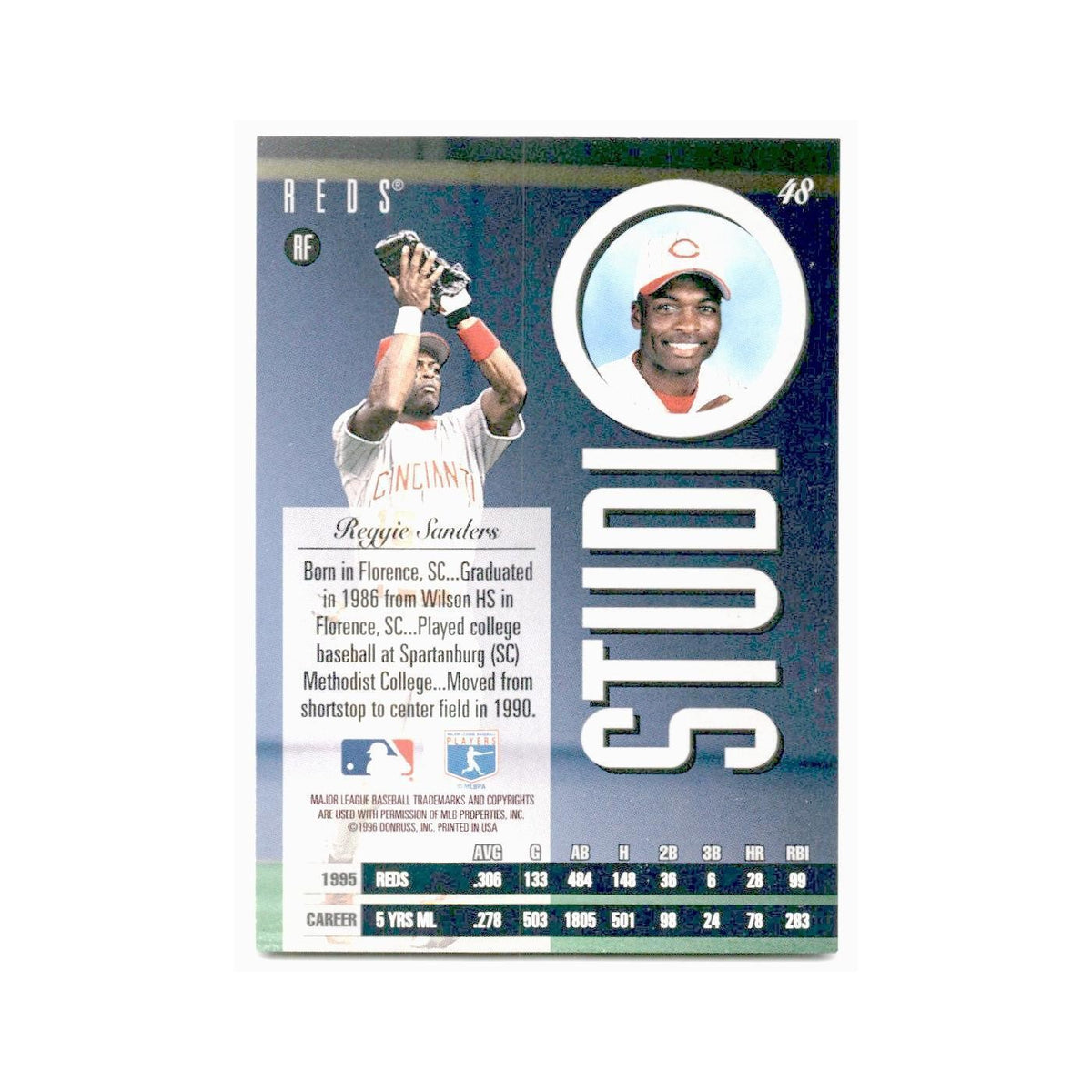 Reggie Sanders 1996 Leaf Studio #48 Cincinnati Reds Baseball Card NM