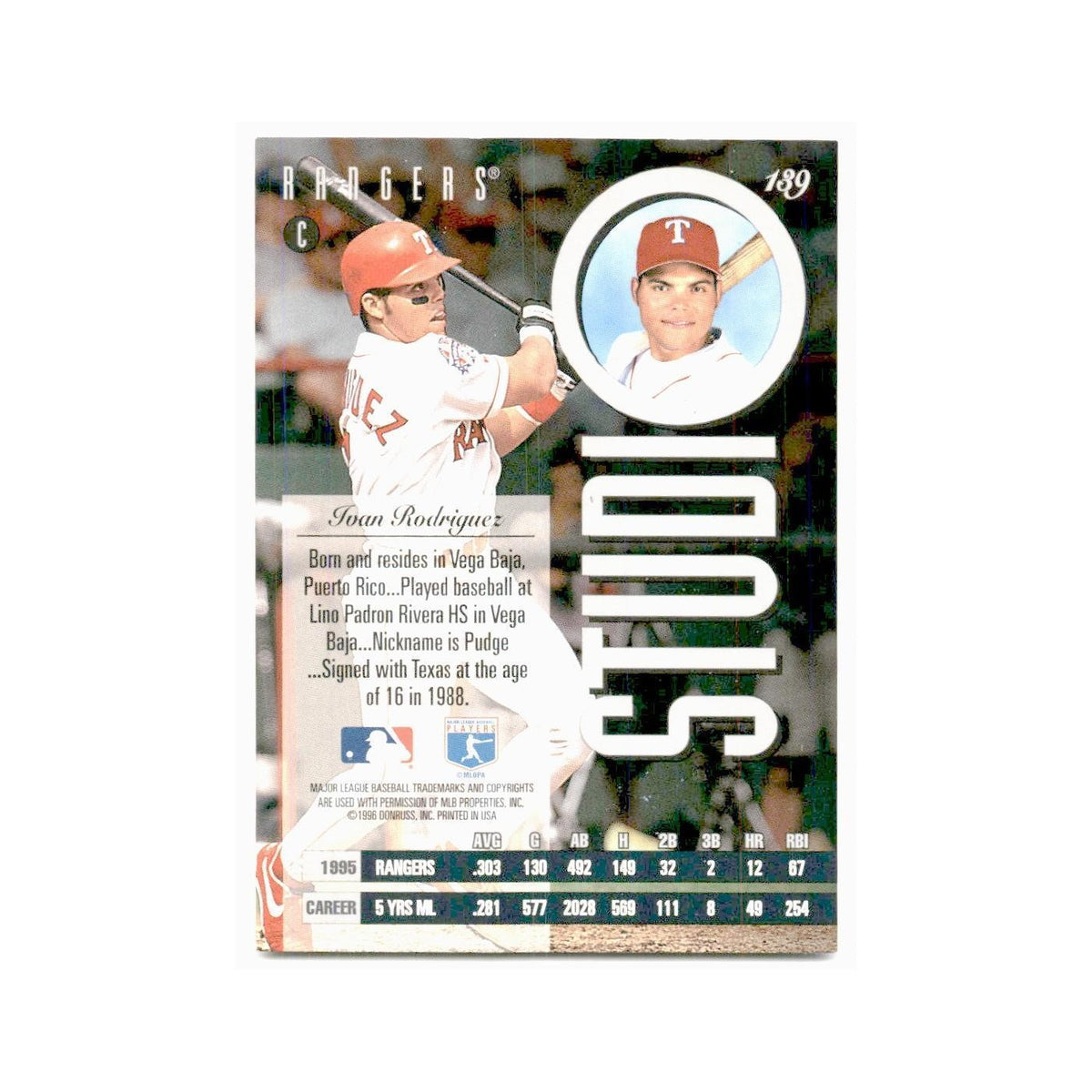 Ivan Rodriguez 1996 Leaf Studio #189 Texas Rangers Baseball Card NM