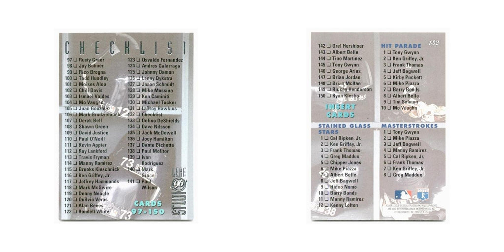 Checklist 1996 Leaf Studio #132 Baseball Card NM