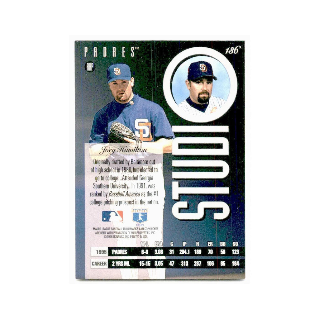 Joey Hamilton 1996 Leaf Studio #186 San Diego Padres Baseball Card NM