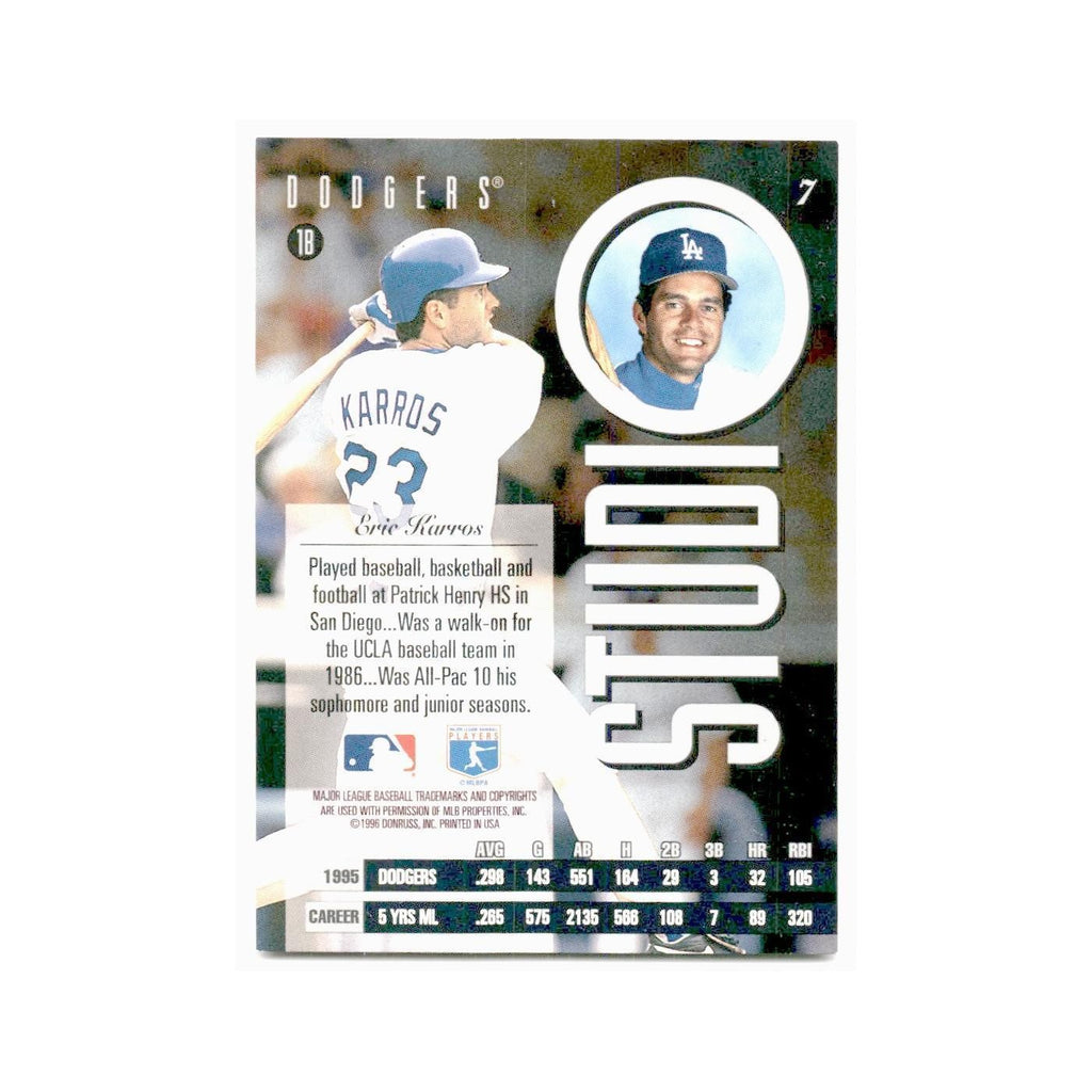 Eric Karros 1996 Leaf Studio #7 Los Angeles Dodgers Baseball Card NM