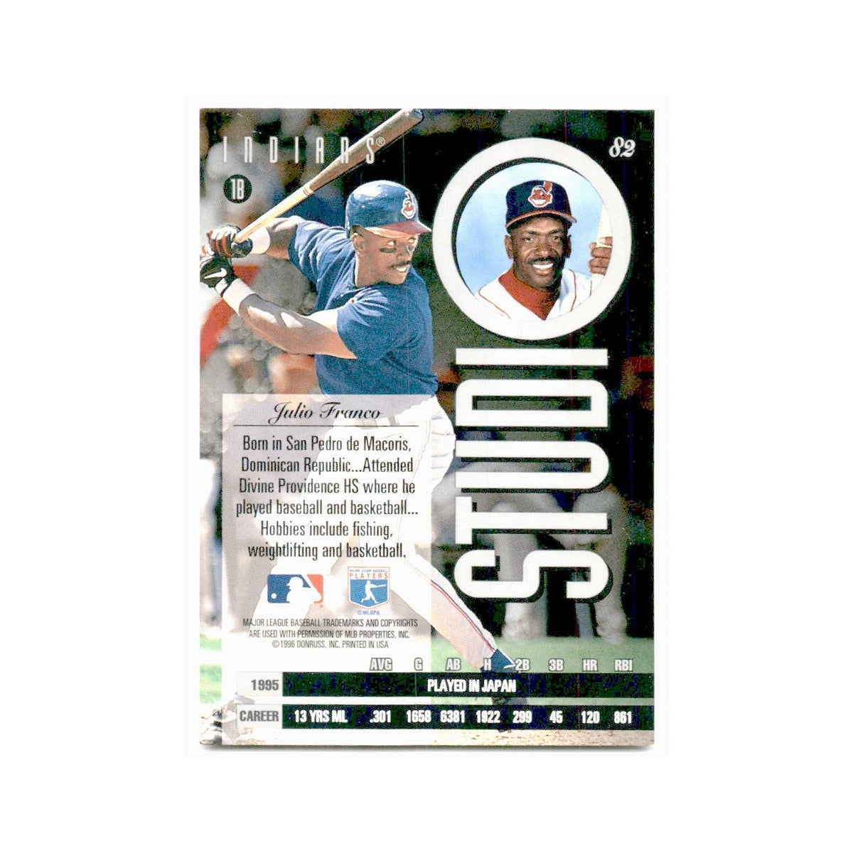 Julio Franco 1996 Leaf Studio #82 Cleveland Indians Baseball Card NM