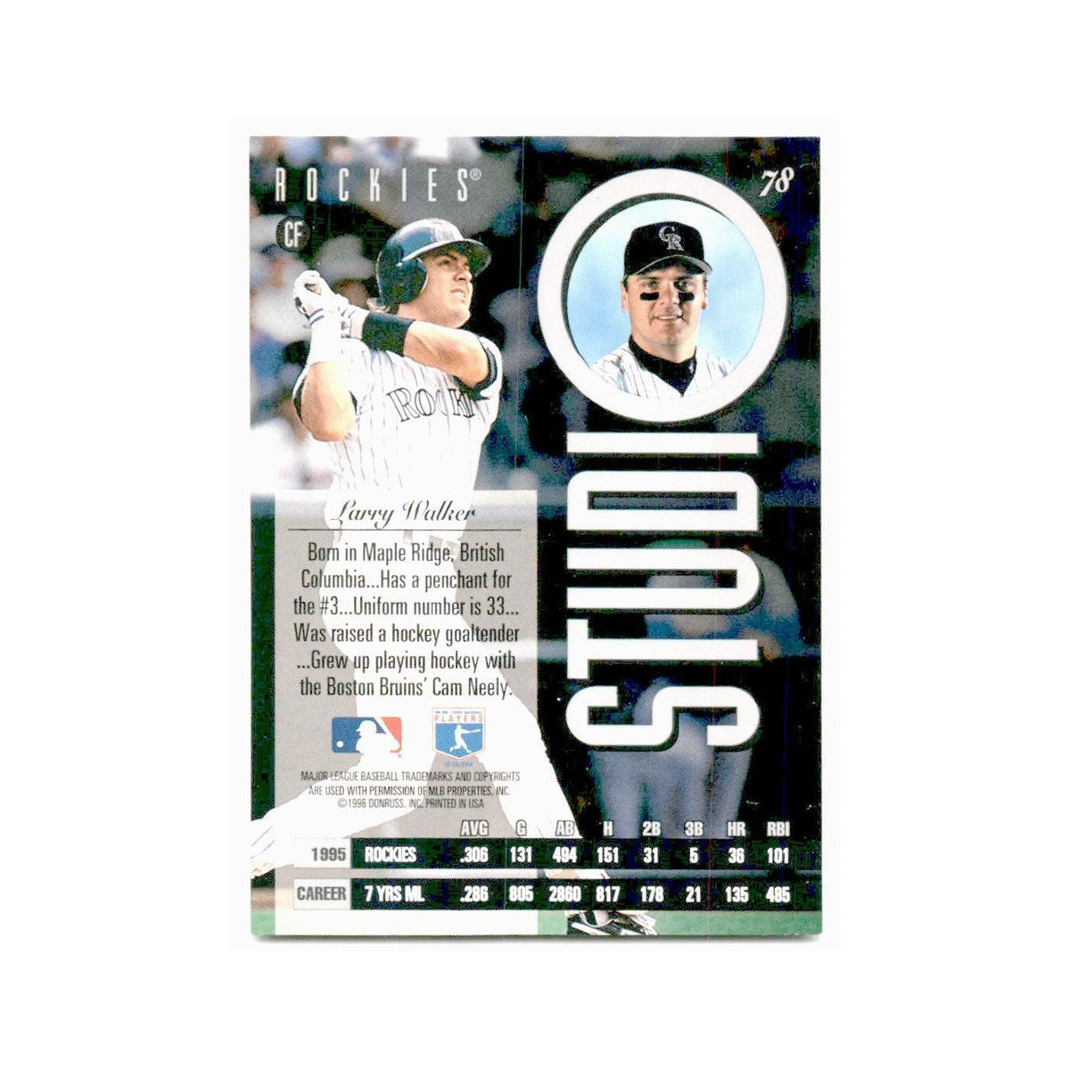 Larry Walker 1996 Leaf Studio #78 Colorado Rockies Baseball Card NM