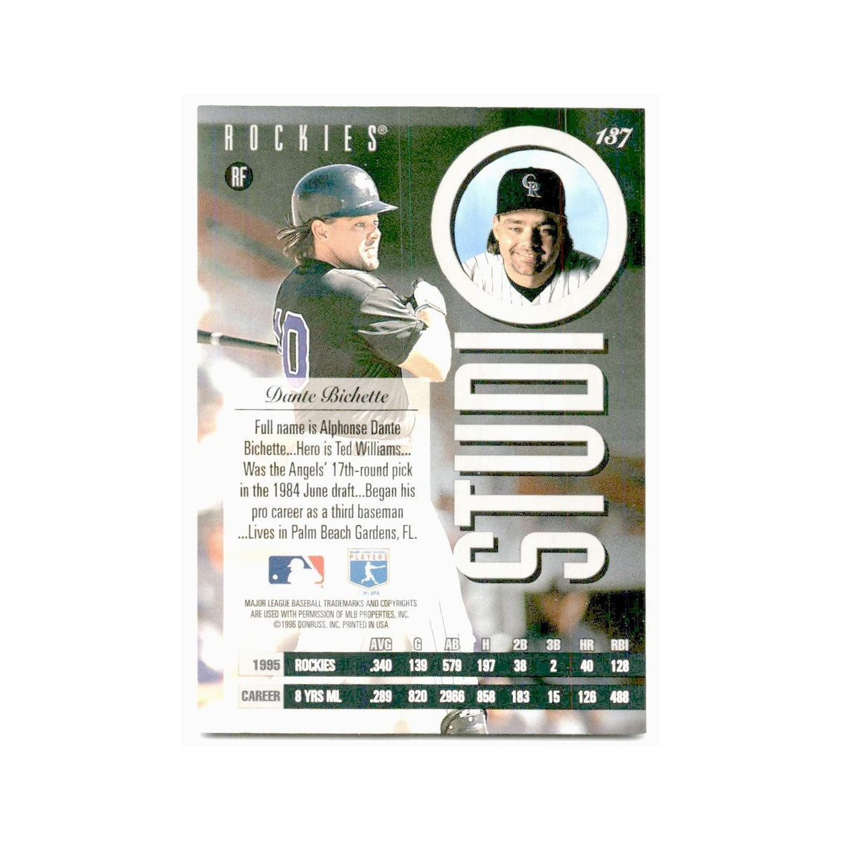 Dante Bichette 1996 Leaf Studio #137 Colorado Rockies Baseball Card NM