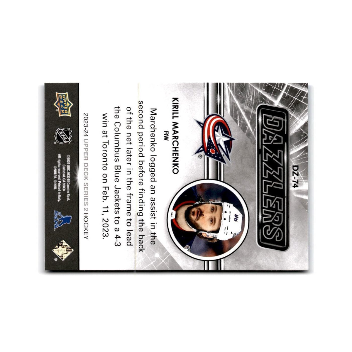 2023 Upper Deck Dazzlers Blue Kirill Marchenko Columbus Blue Jackets #DZ-74