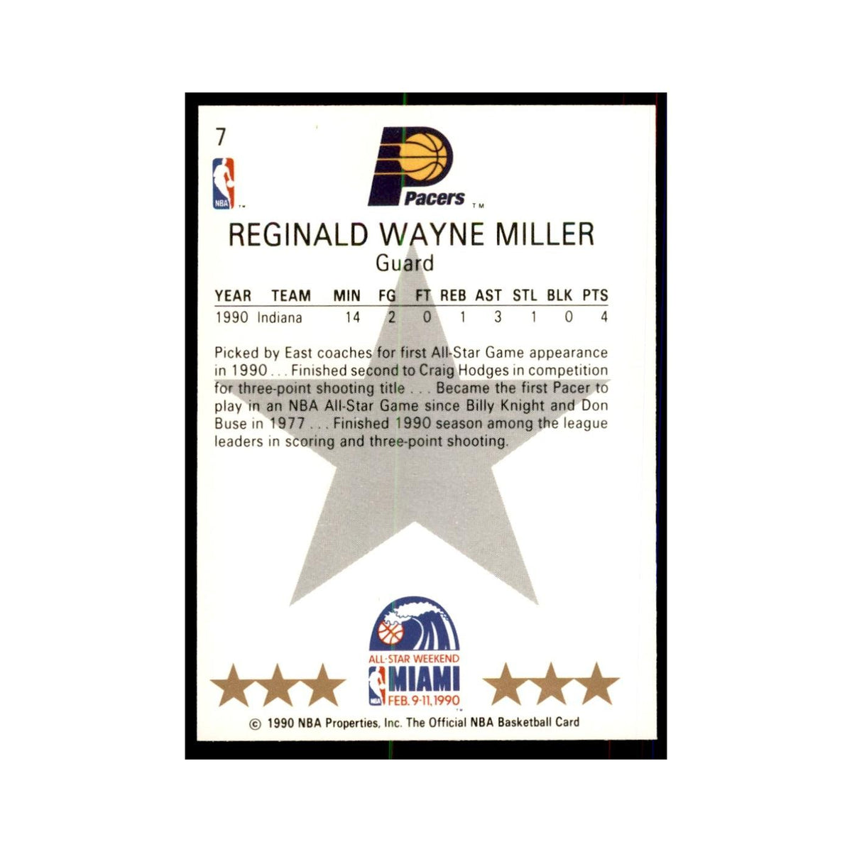 1990 Hoops Reggie Miller Basketball Cards #7.0