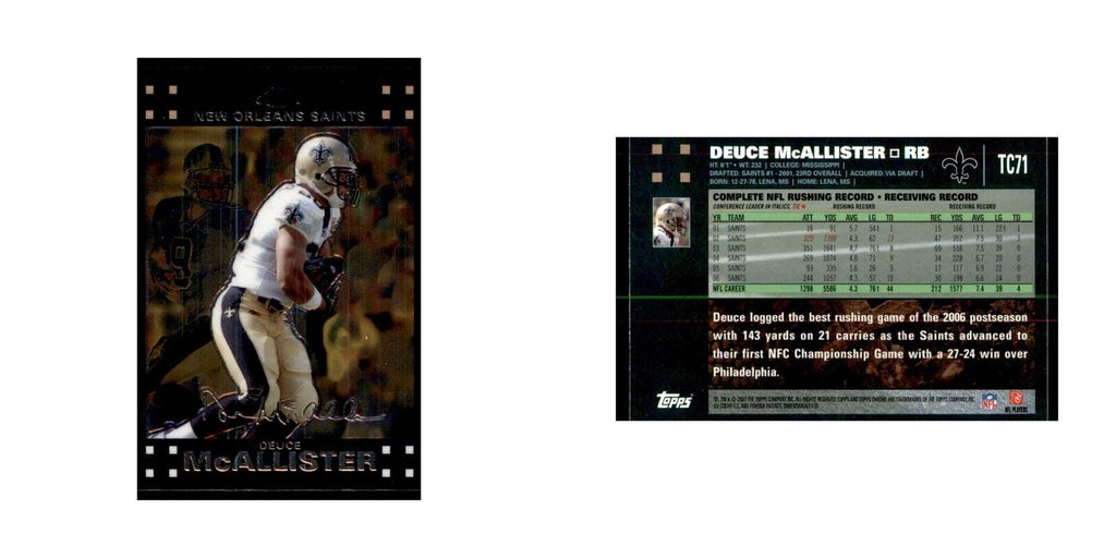 2007 Topps Chrome Deuce McAllister Football Cards #TC71