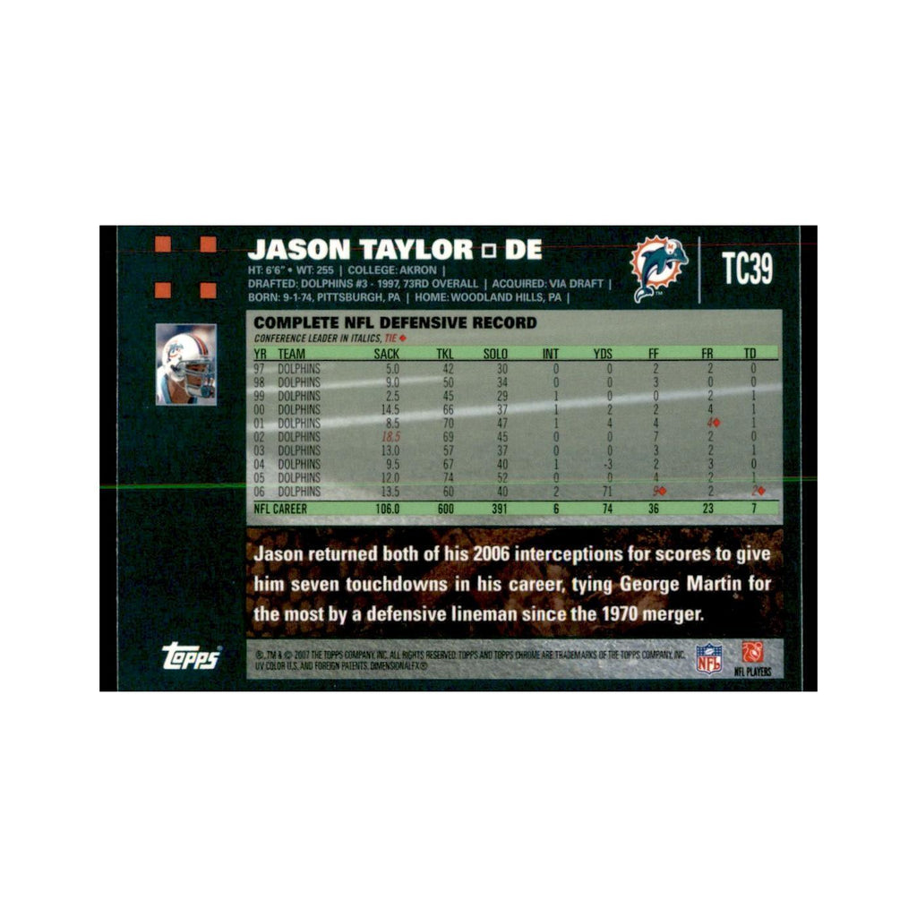 2007 Topps Chrome Jason Taylor Football Cards #TC39