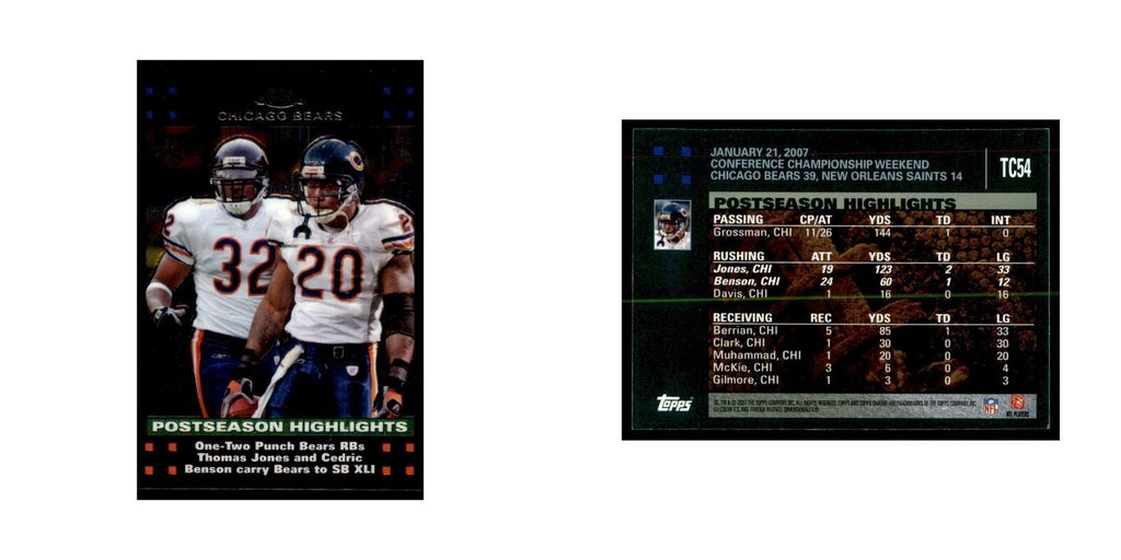 2007 Topps Chrome Thomas Jones/Cedric Benson Football Cards #TC54