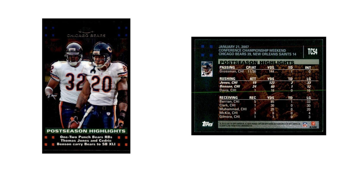 2007 Topps Chrome Thomas Jones/Cedric Benson Football Cards #TC54