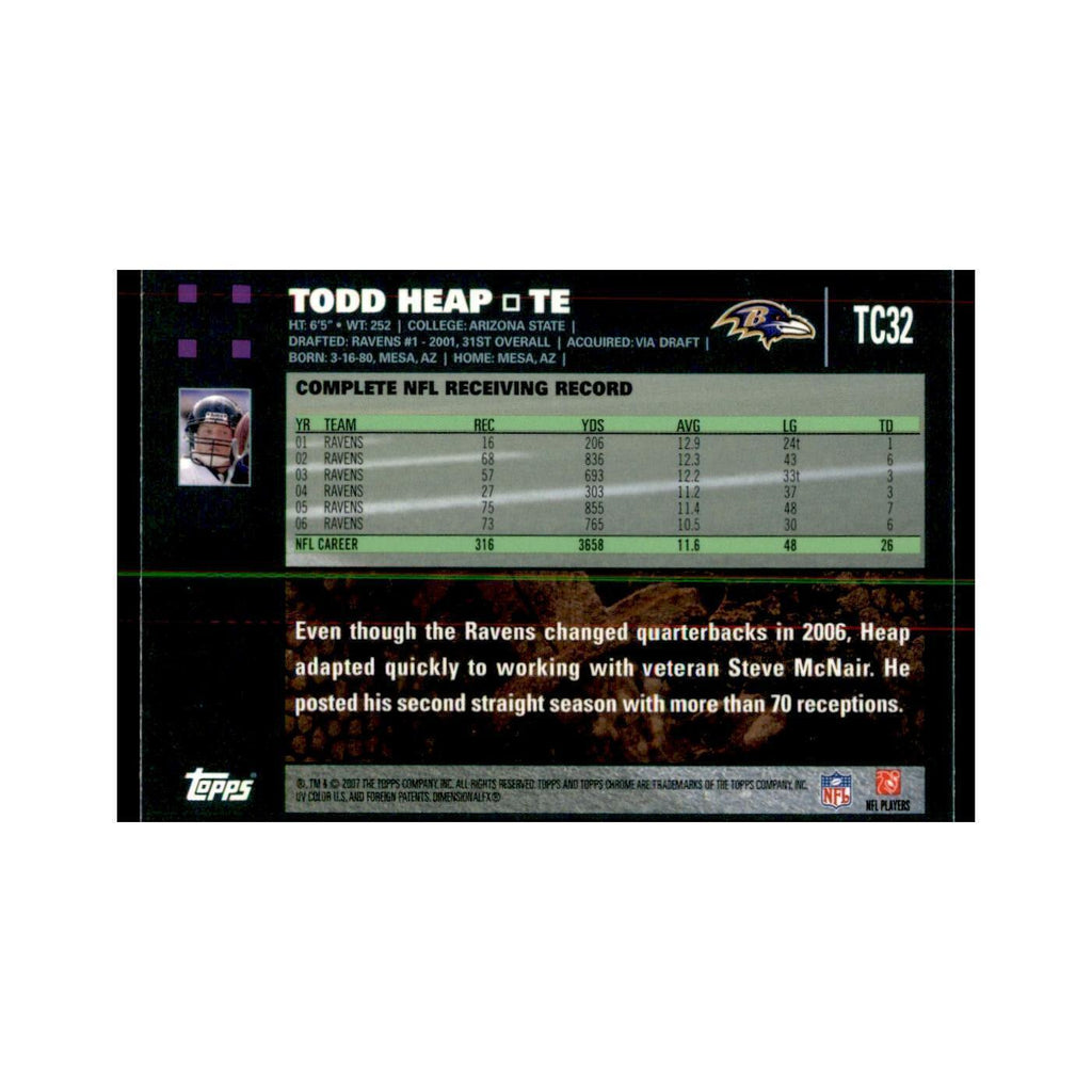 2007 Topps Chrome Todd Heap Football Cards #TC32