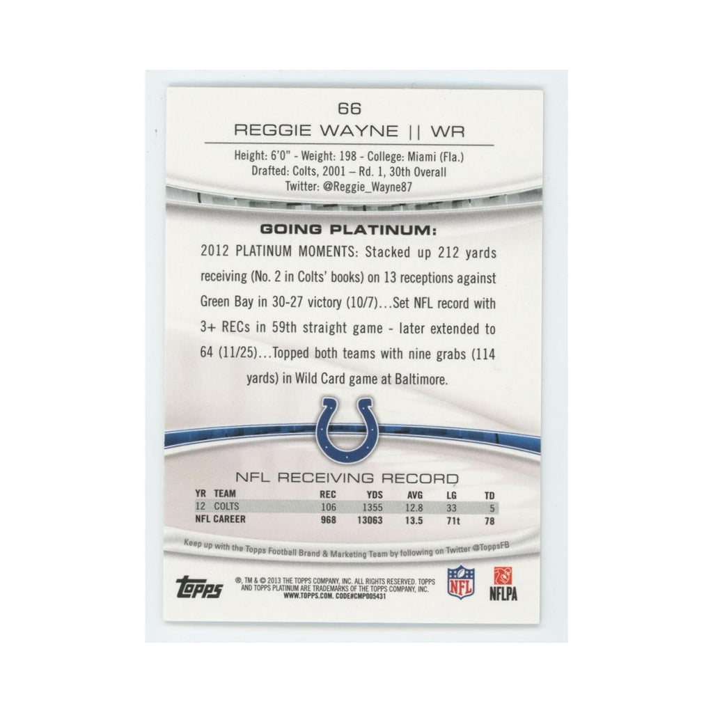 2013 Topps Platinum Reggie Wayne Colts #66