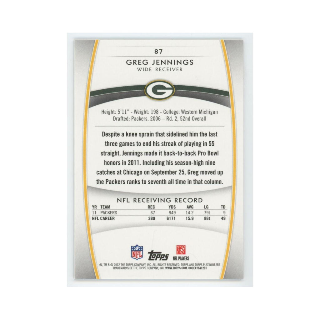 2012 Topps Platinum Greg Jennings Packers #87
