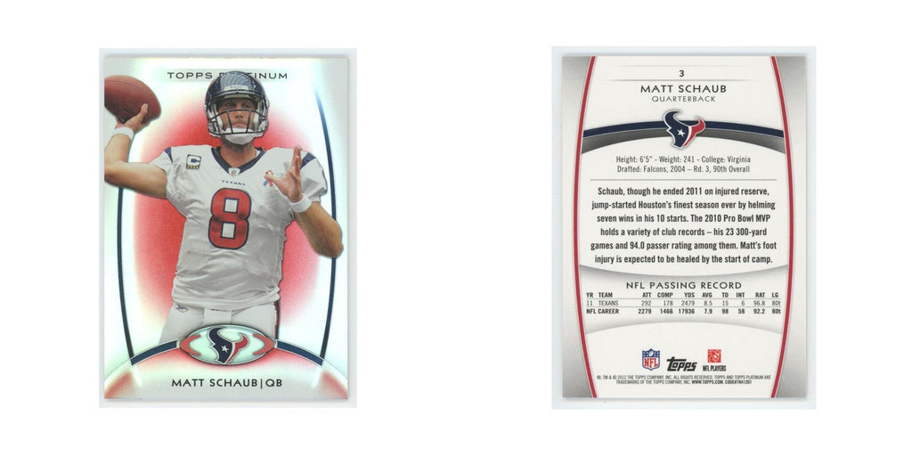 2012 Topps Platinum Matt Schaub Texans #3