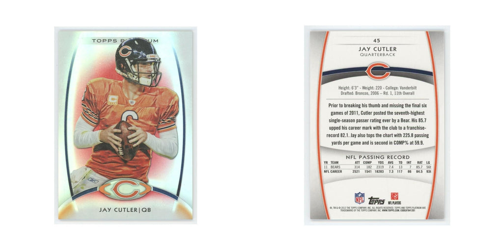 2012 Topps Platinum Jay Cutler Bears #45
