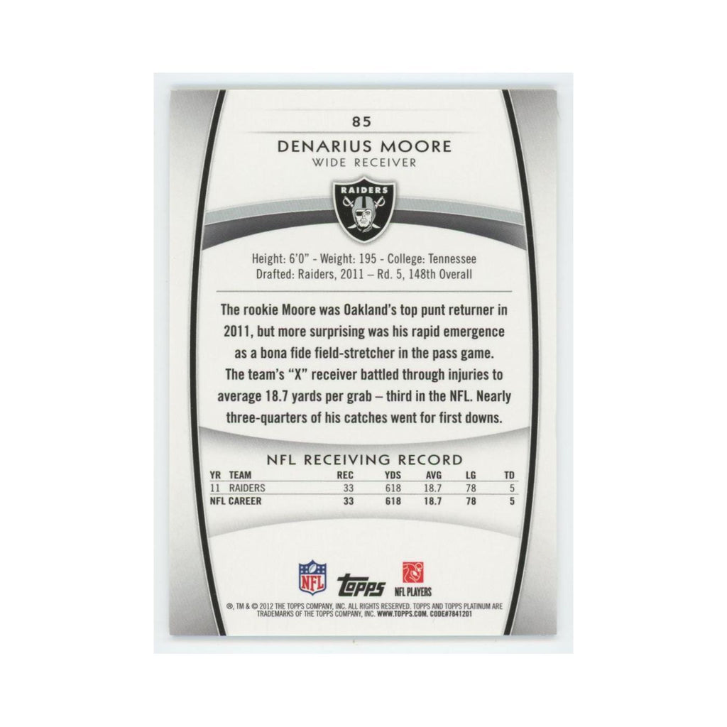 2012 Topps Platinum Denarius Moore Raiders #85