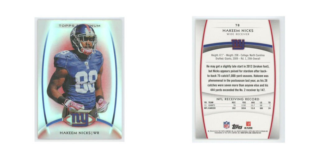 2012 Topps Platinum Hakeem Nicks Giants #78