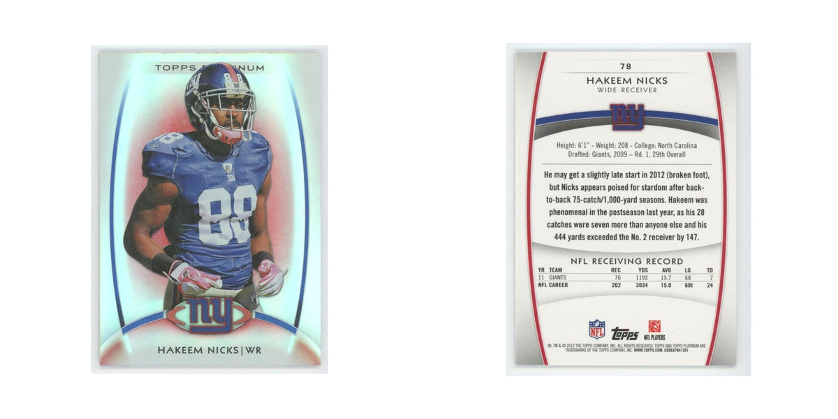 2012 Topps Platinum Hakeem Nicks Giants #78
