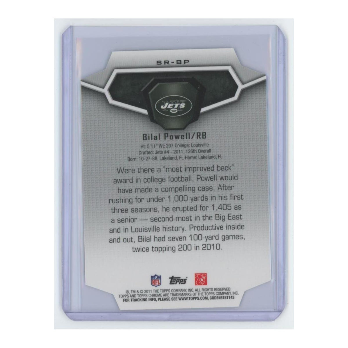 2011 Topps Chrome Superlative Rookies Die Cut Bilal Powell #SR-BP