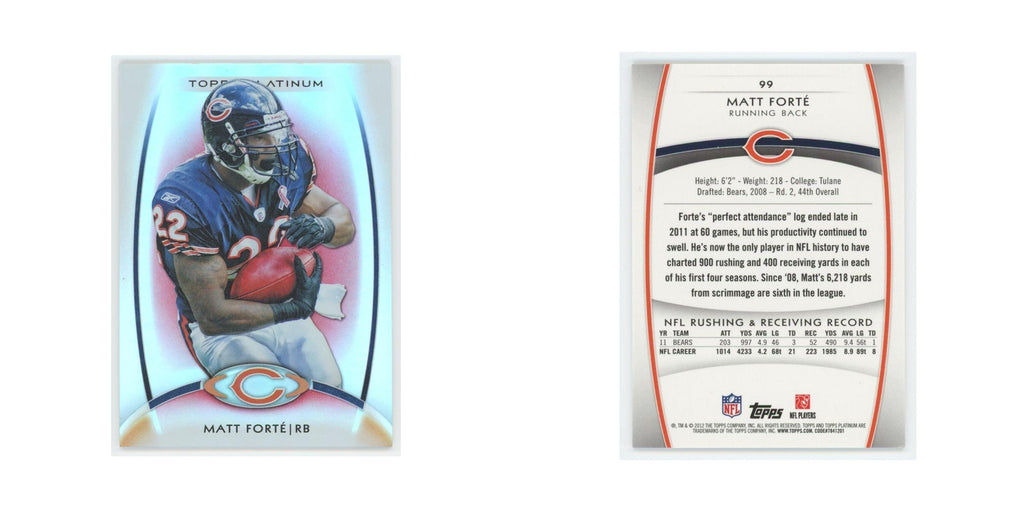 2012 Topps Platinum Matt Forte Bears #99